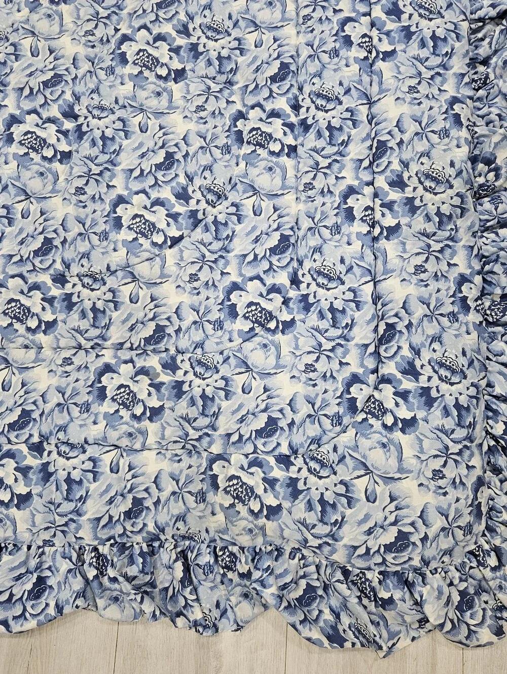 VTG Laura Ashley Palace Garden Twin Comforter Ruffled Blue Floral Stripe NWOT